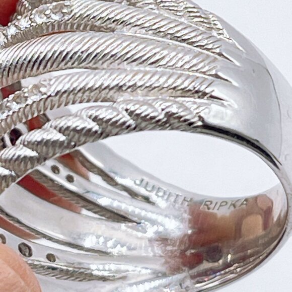 Judith Ripka 925 Sterling Silver Amethyst Stones Multi-Band Size 8.5 - Picture 6 of 8